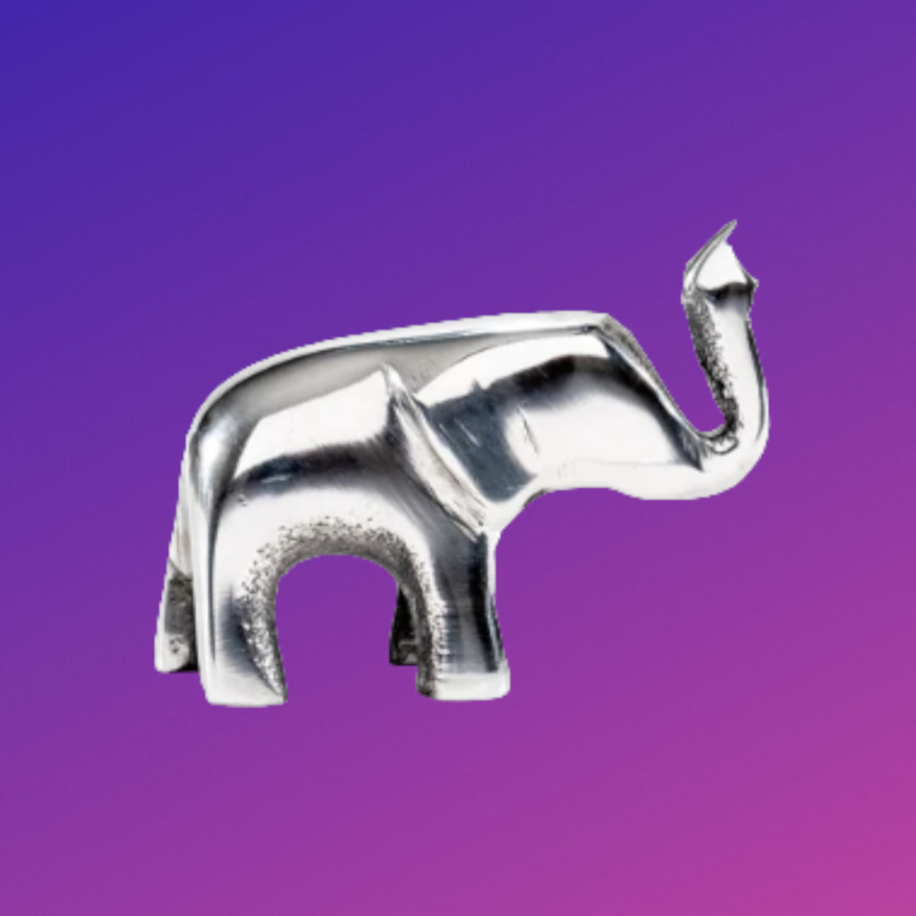 Polished Silver Elephant – Trunk up – Small – Tilnar Art – Stone Gallery